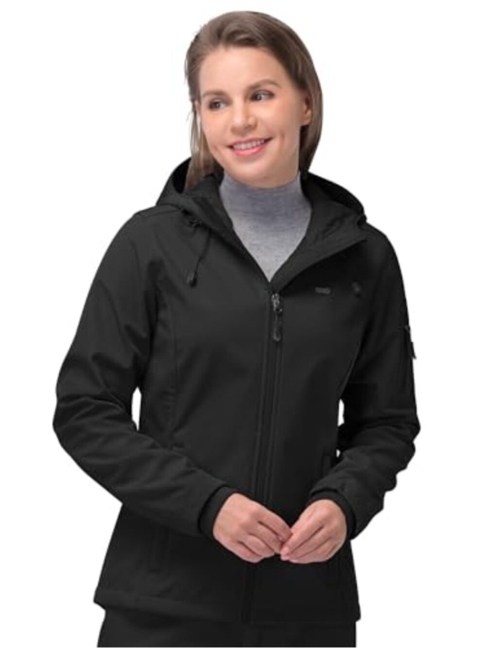 Women's Softshell Jacket Waterproof Hooded Fleece Lined Zip Up Rain Coat
